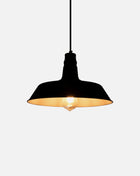 Black hanging lamp with warm light
