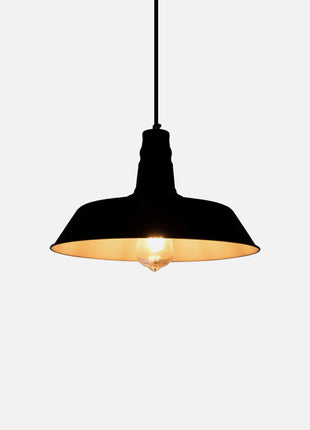 Black hanging lamp with warm light