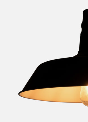 Black hanging lamp with warm light